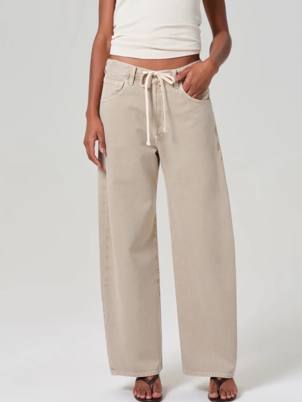 Citizens Of Humanity Brynn Drawstring Trouser Wide-Leg in Light Taupe